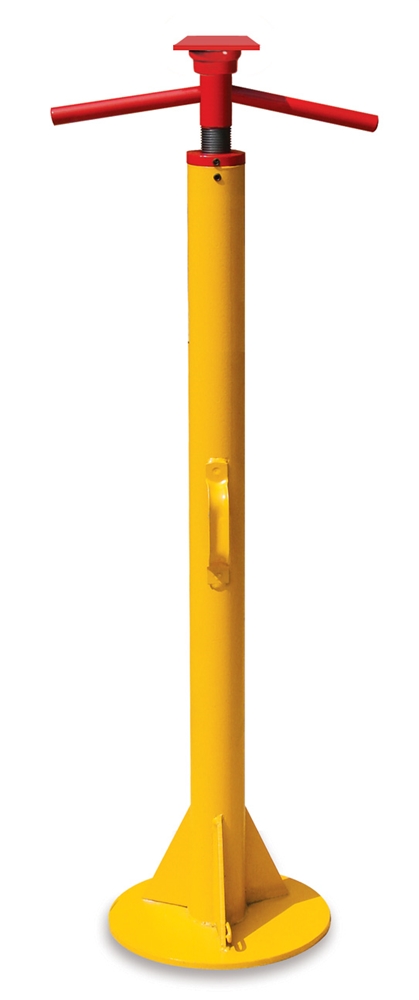 Standard Jack - without wheels - Height Range: 43-1/2" - 50-1/2" - Load Bearing Capacity: 25,000lbs - Top: 5" - Base: 12" - Weight 44lbs

Screw Diameter: 1-1/2"
No Zerk Fitting
Top plate does not tilt